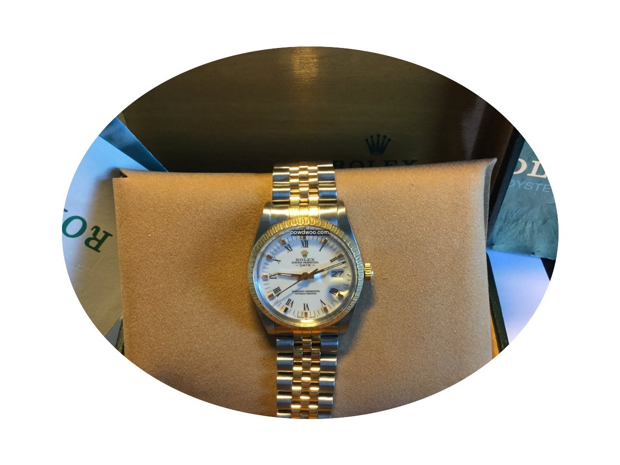 Rolex Oyster date 34 mm steel gold White...
