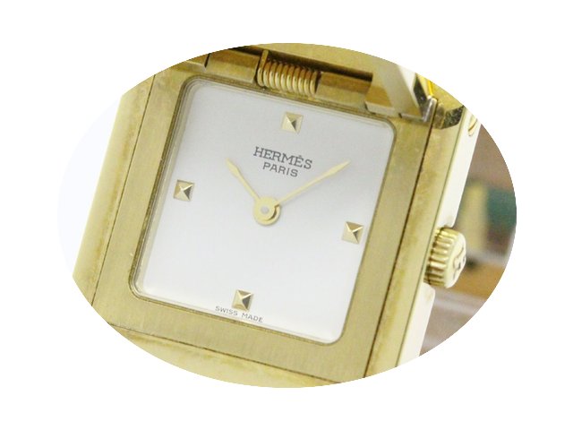 Hermès Medor Gold Plated Leather Quartz...