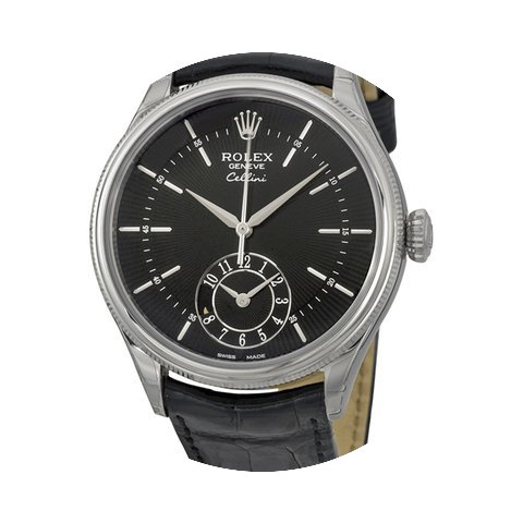 Rolex Cellini Dual Time Black Dial 18K W...