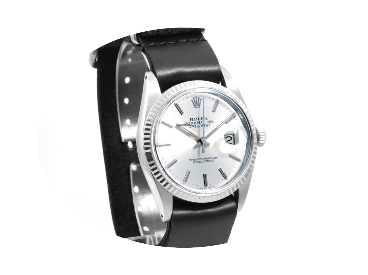 Rolex Steel 36mm Datejust Silver Dial Bl...
