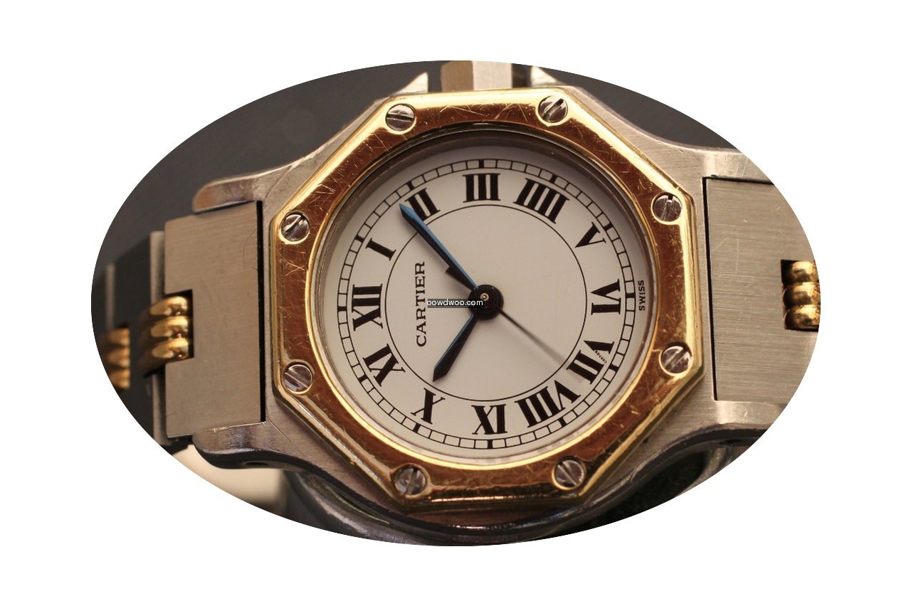 Cartier santos lady octagon steel gold a...
