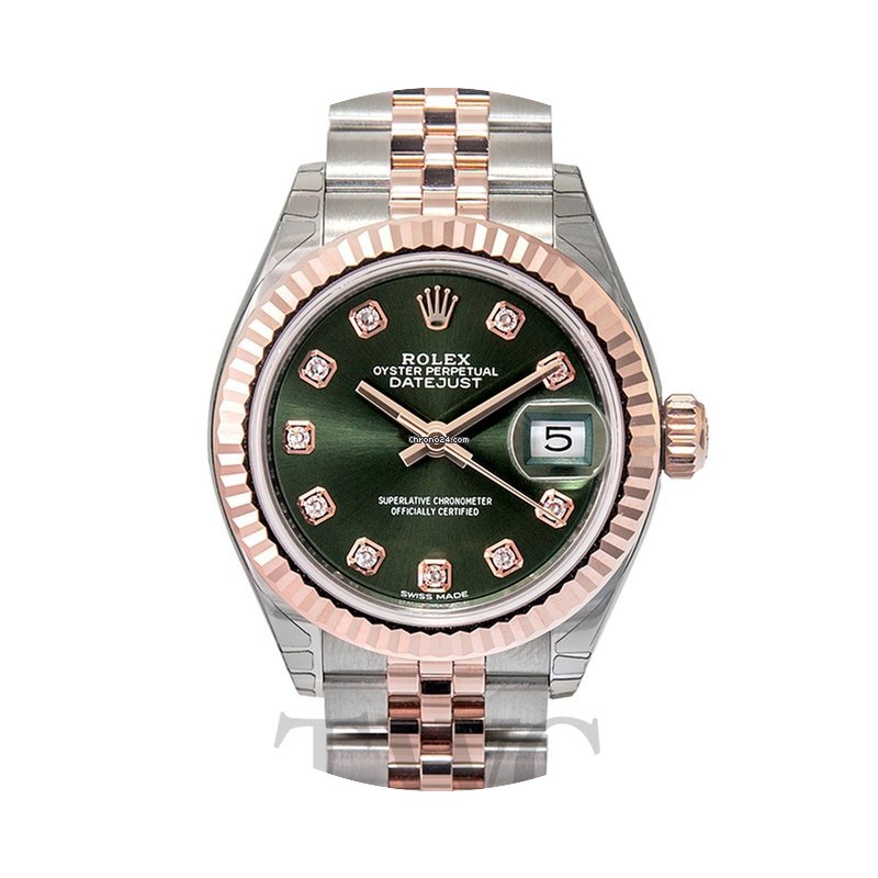 Rolex Lady Datejust 28 Olive Green 18k E...
