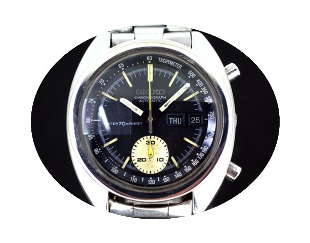 Seiko Chronograph 6139-6012 Black Dial -...