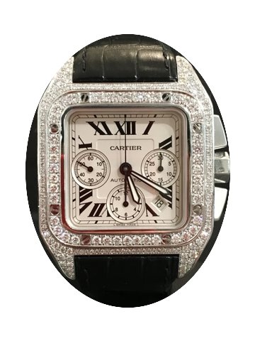Cartier Santos XL Chronograph Diamond Pa...