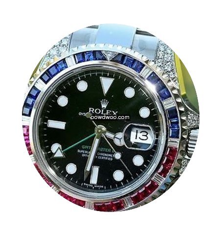 Rolex Mens Steel Gmt Ii Diamond Ruby 116...