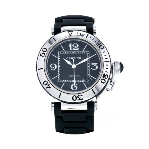 Cartier Pasha Seatimer Black Rubber Auto...
