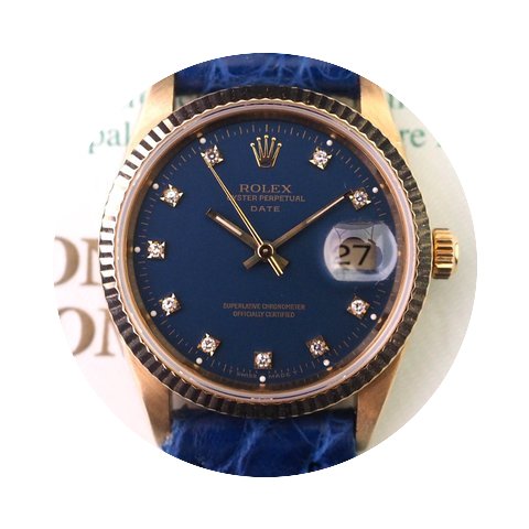 Rolex Date Ref. 15238 18K Gold with Diam...