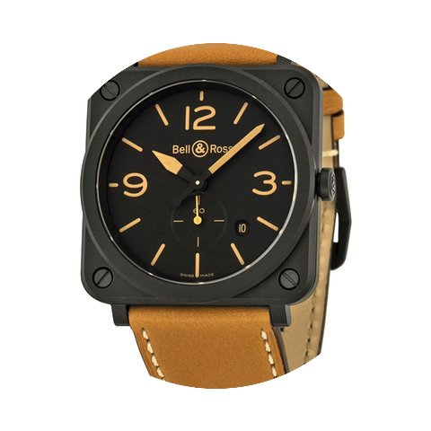 Bell & Ross Black Dial Beige Calfski...