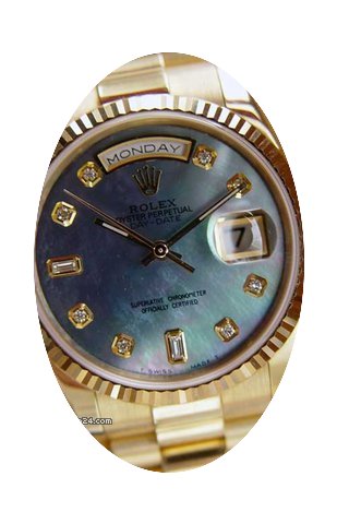 Rolex Mens President Gold Watch With Blu...