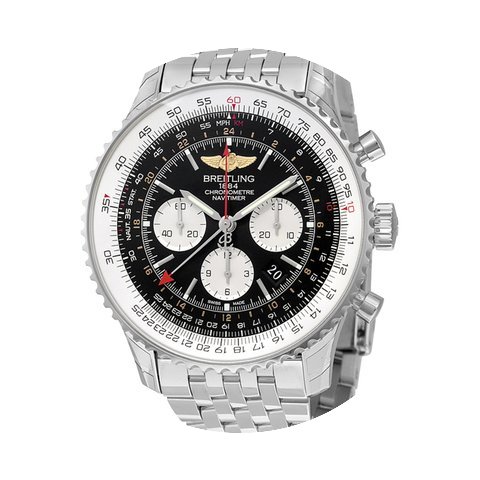 Breitling Navitimer GMT Black Dial Stain...