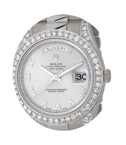 Rolex Day-Date ll White Gold Diamond Bez...