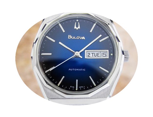 Bulova Rare Swiss Made Mens Blue 2 Tone ...