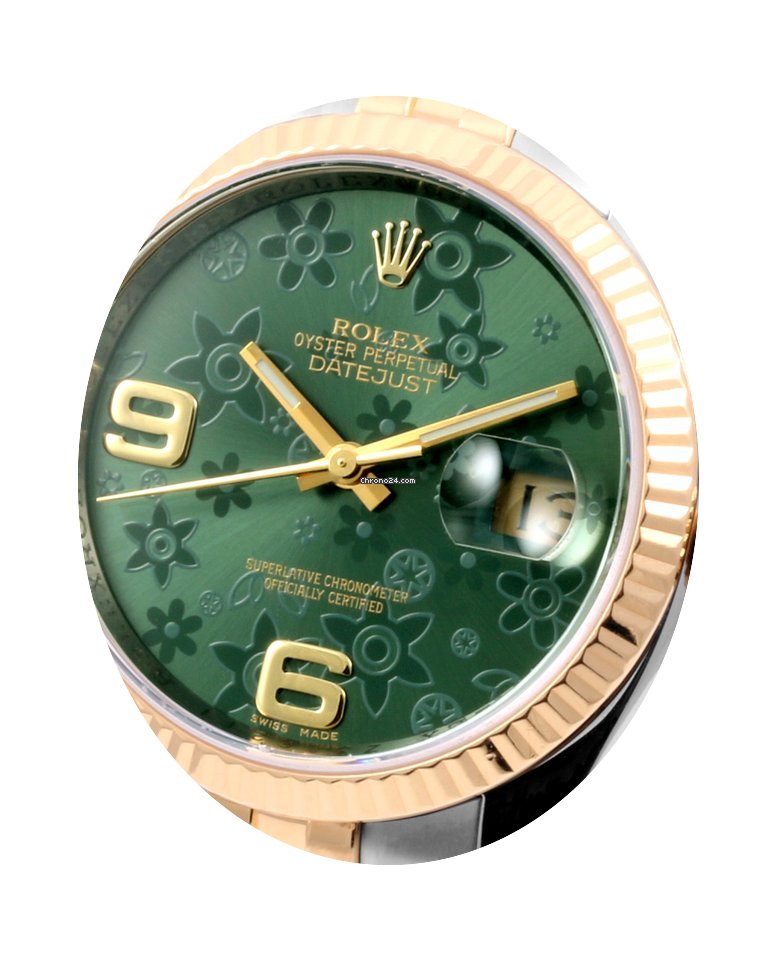 Rolex 18K/SS Mens Datejust Factory Green...