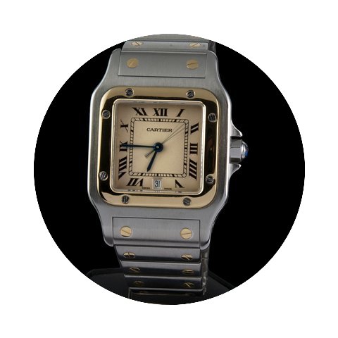 Cartier santos steel and gold quartz men...