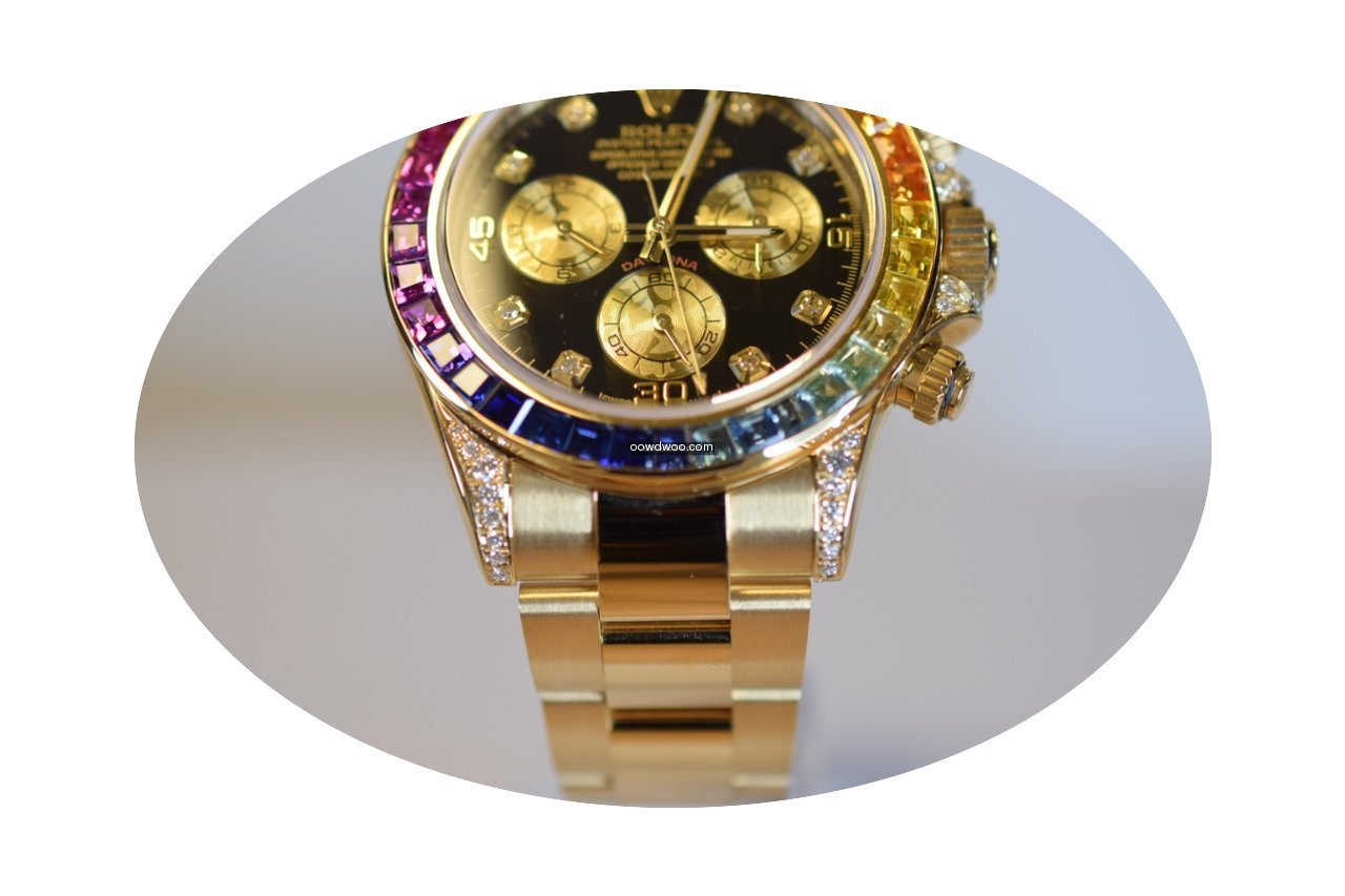 Rolex Daytona Yellow Gold Custom Rainbow...