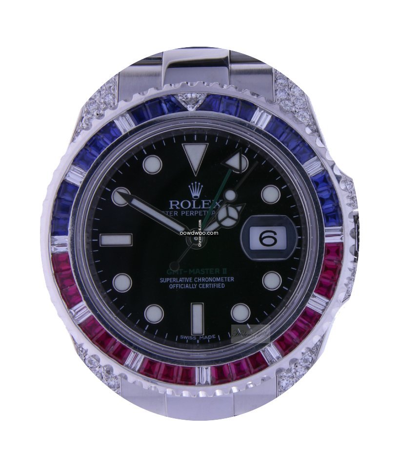 Rolex GMT-Master II Steel Pepsi Diamonds...