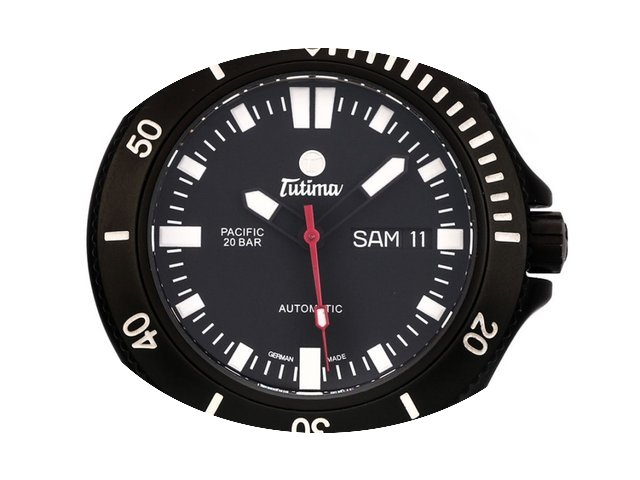Tutima Pacific Black PVD Stahl Kautschuk...