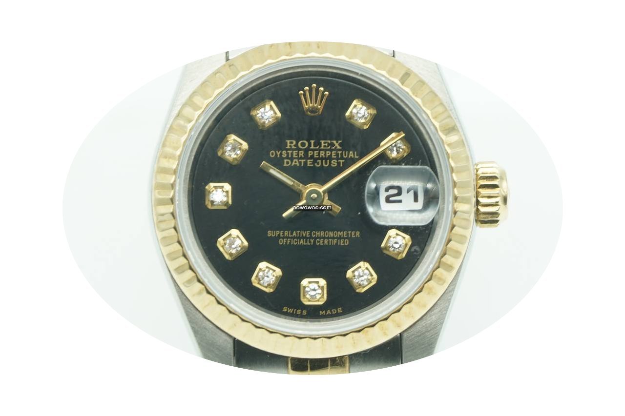 Rolex Lady Datejust 26 two tone Black Di...