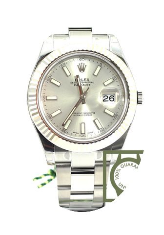 Rolex Date Just II Steel white gold Silv...