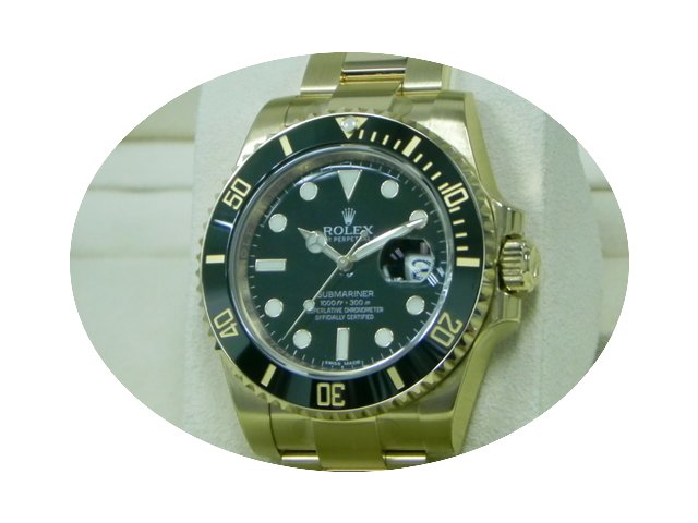 Rolex Full Yellow Gold Submariner Black ...