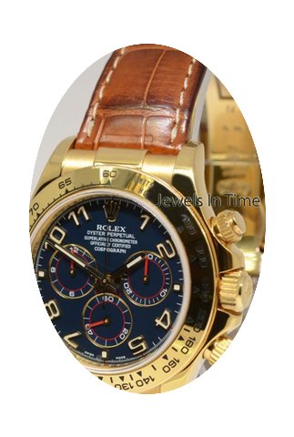Rolex Daytona 18k Gold Blue Dial Chronog...