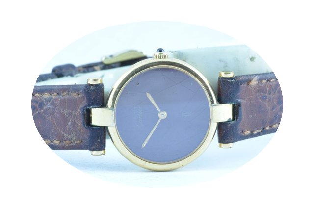 Cartier Vermeil Damen Uhr 925 Silber Ver...