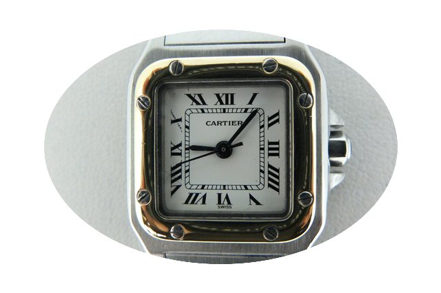 Cartier santos ladies steel gold automat...