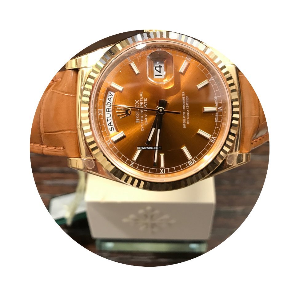 Rolex Day-Date Cognac Dial Gold 118138...