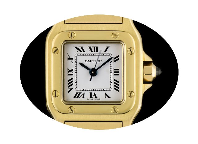 Cartier 18k Yellow Gold White Roman Dial...