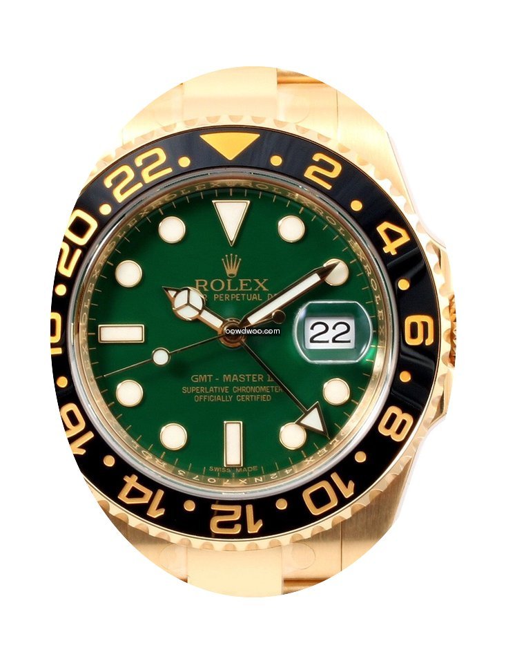 Rolex GMT-Master II Yellow Gold Green Di...