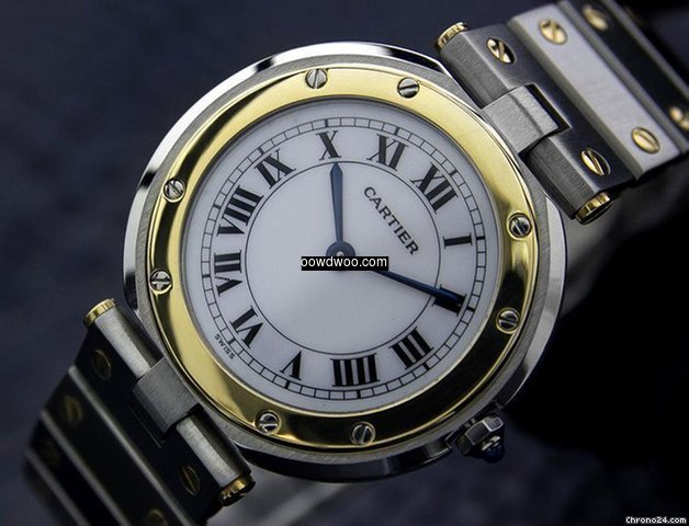 Cartier Santos 18k Gold And Ss Dress Wat...