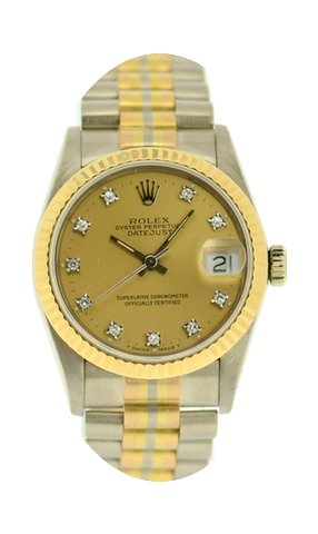 Rolex Datejust Midsize 18k Tridor with D...