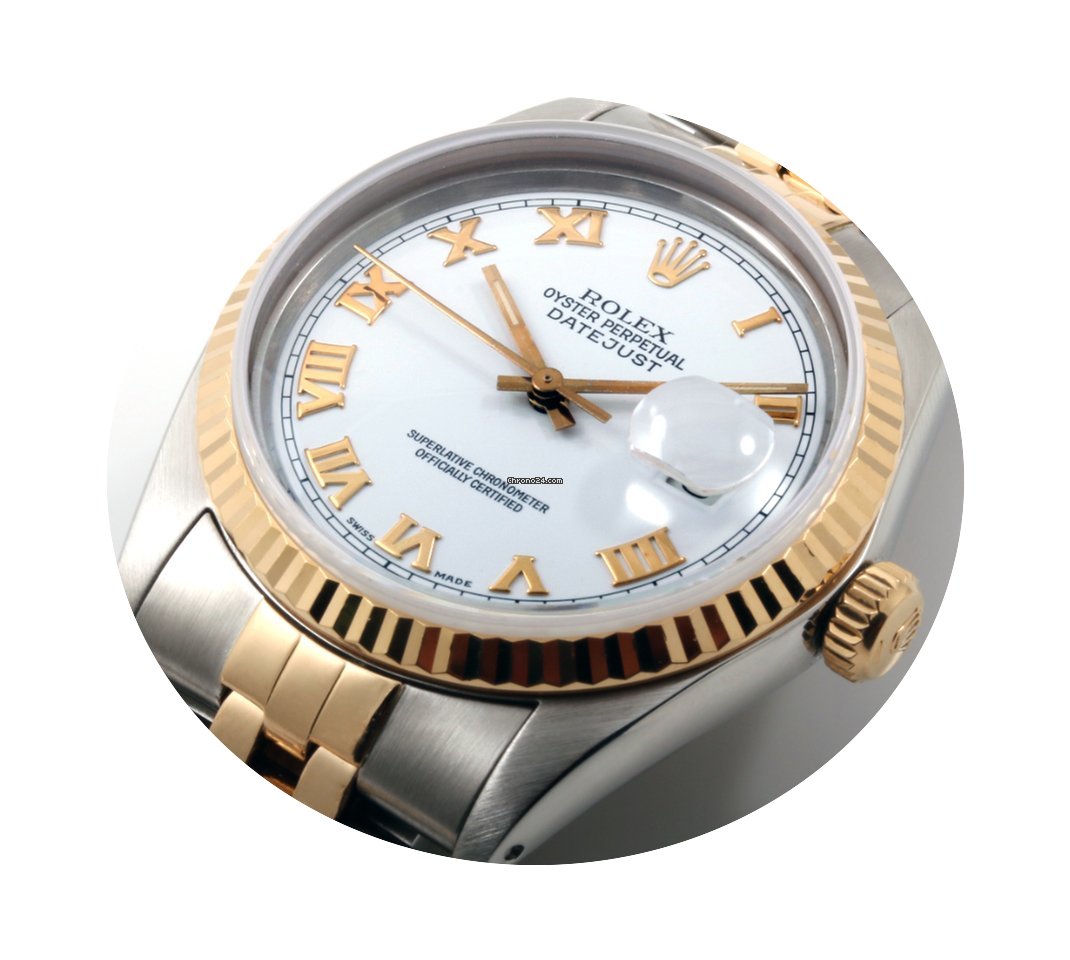 Rolex 36mm 18K/SS Datejust White Roman D...