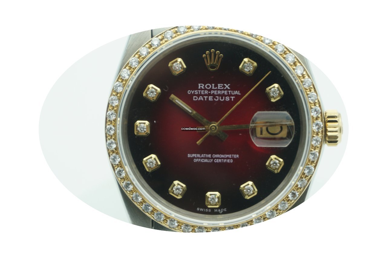 Rolex Datejust 36mm Two Tone Red Diamond...