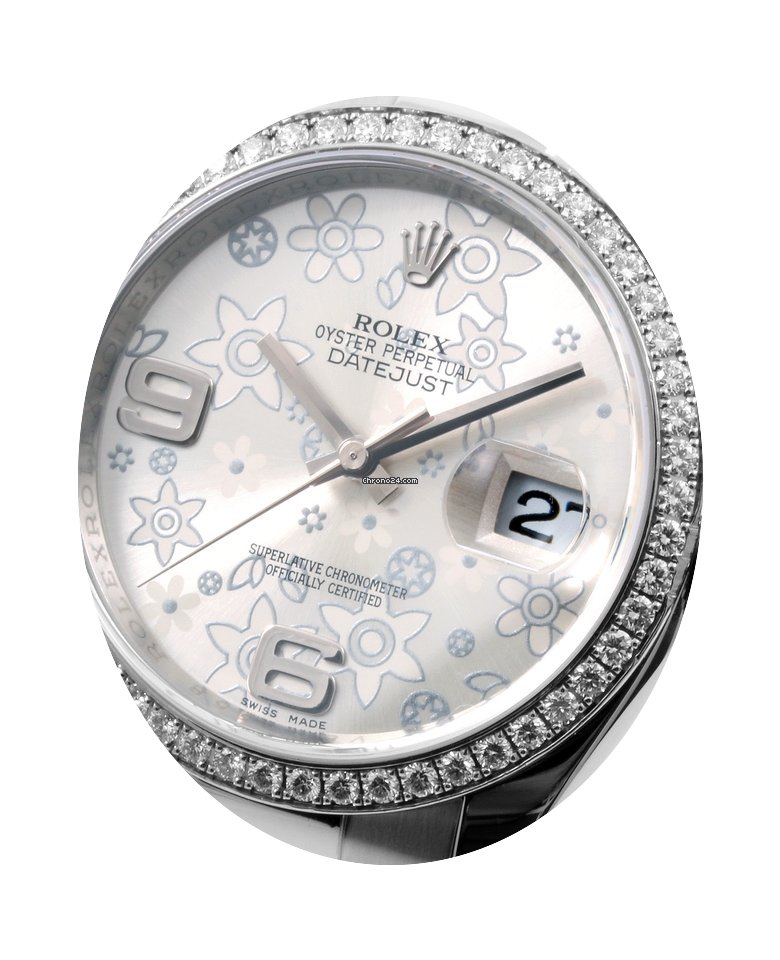 Rolex 36mm SS Datejust Floral Dial Facto...
