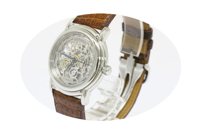 Hermès Sesame Steel Leather Automatic M...