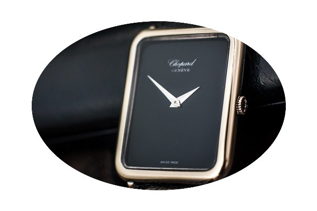 Chopard 18K Gold Black Dial Watch...