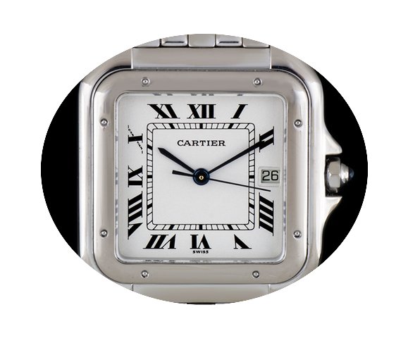 Cartier 18k White Gold Silver Roman Dial...