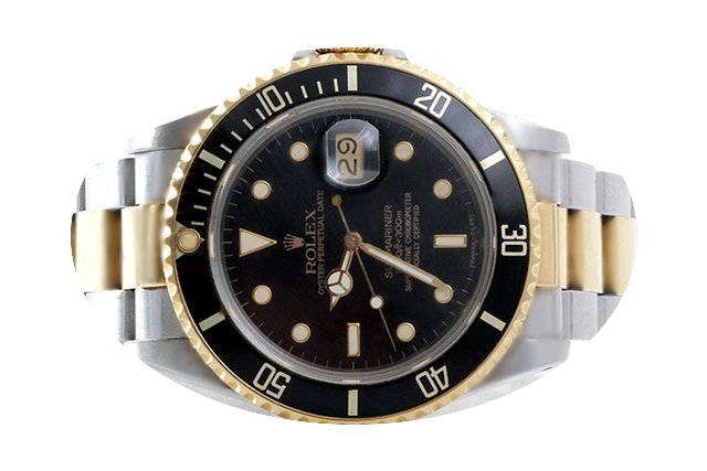 Rolex Mens 18K/SS Submariner - Black Dia...