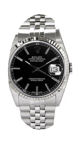 Rolex Men's Datejust Stainless Steel Bla...