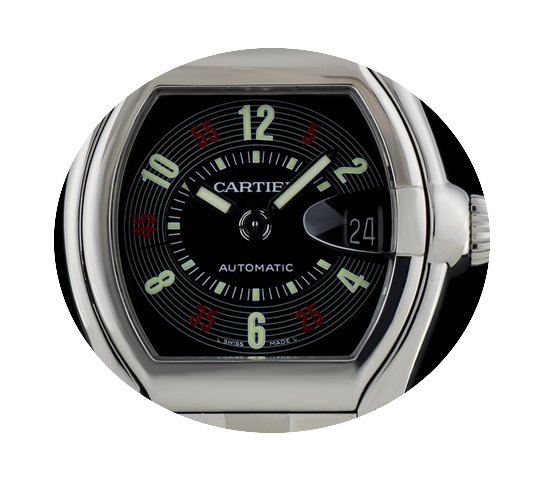 Cartier Stainless Steel Black Arabic Dia...
