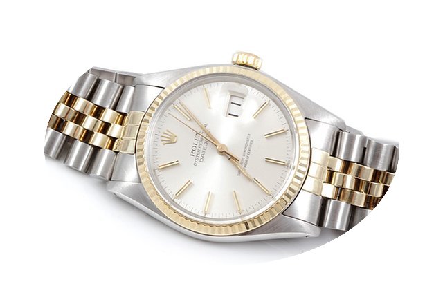 Rolex Mens 2tone Datejust with Silver St...