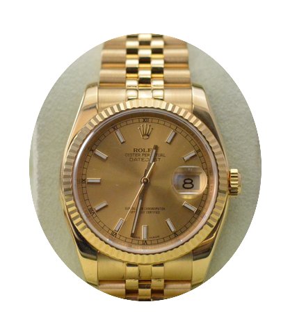 Rolex Datejust 18K Yellow Gold Champagne...