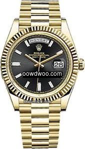 Rolex 18KT Yellow Gold Day Date 40m B;ac...