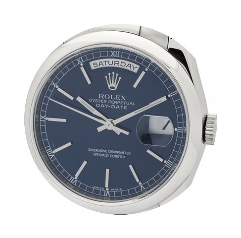 Rolex Day-Date 18k White Gold Blue Stick...