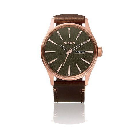 Nixon The Sentry Leather Rose Gold / Gun...