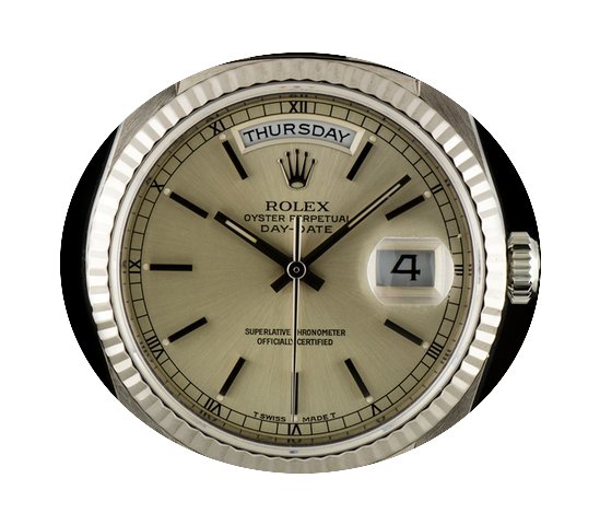 Rolex 18k White Gold O/P Silver Baton Di...