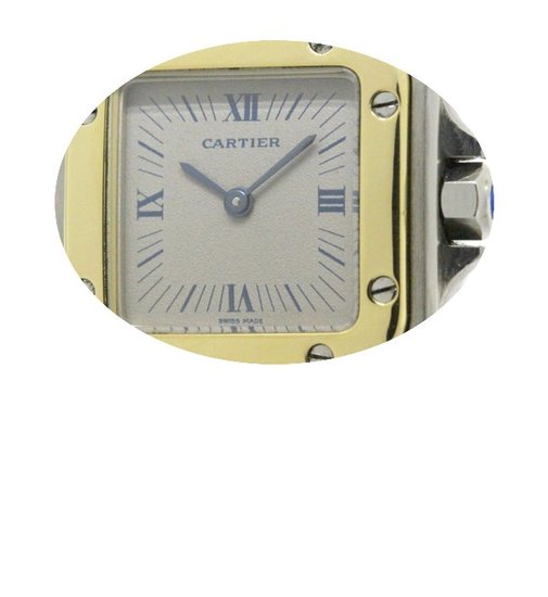 Cartier Santos Galbee 18k Gold Steel Qua...