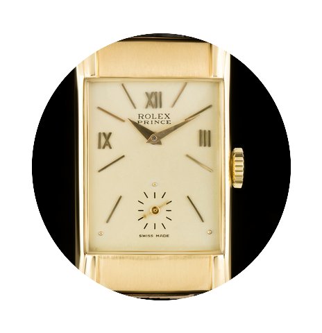 Rolex 18k Y/G Rectangular Prince Scroll ...