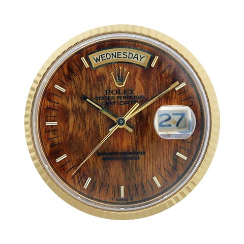 Rolex 18038 Gold Burled Wood Dial Watch...